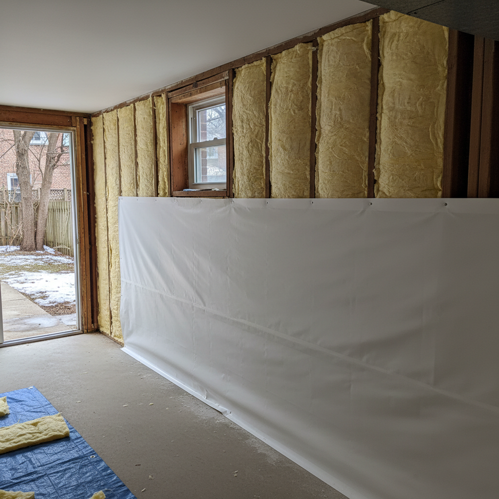 Completed basement insulation work at a residential property in Brooklyn, NY