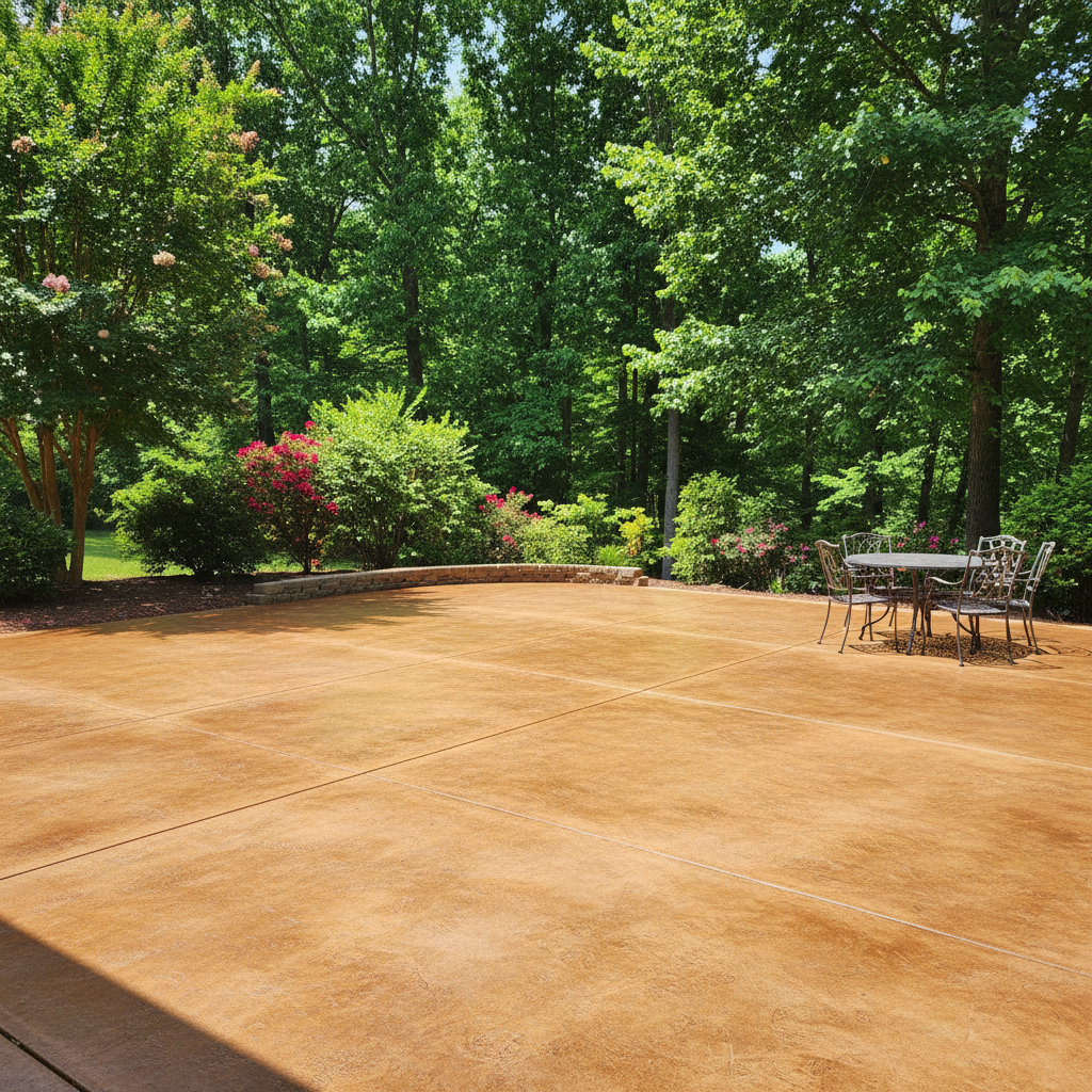 Completed concrete staining work at a residential property in Durham, NC