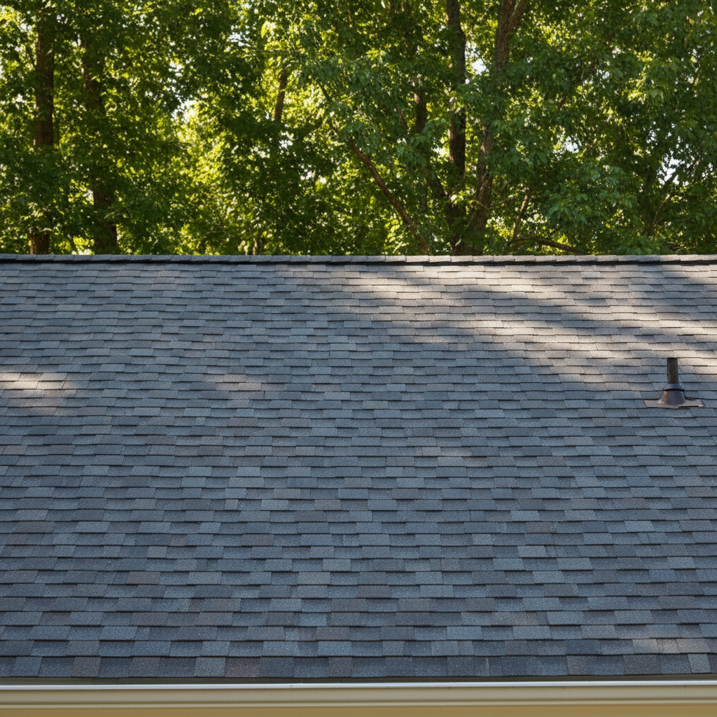 Completed asphalt shingle roofing work at a residential property in Chapel Hill, NC