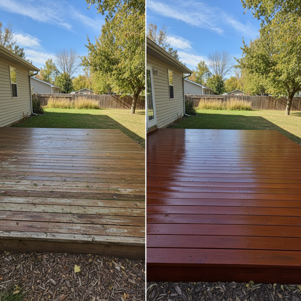 Completed deck staining work at a residential property in Fargo, ND