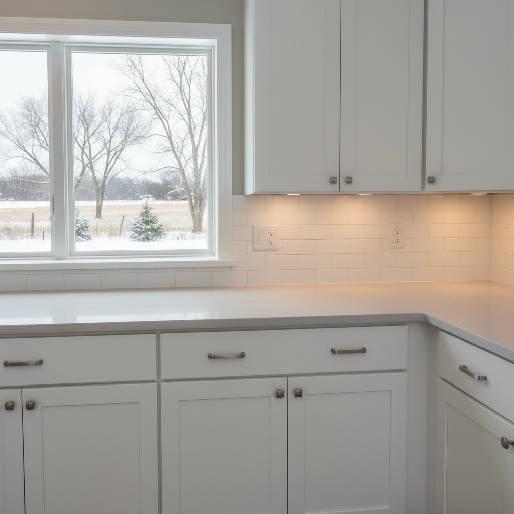 Completed cabinet painting work at a residential property in Fargo, ND