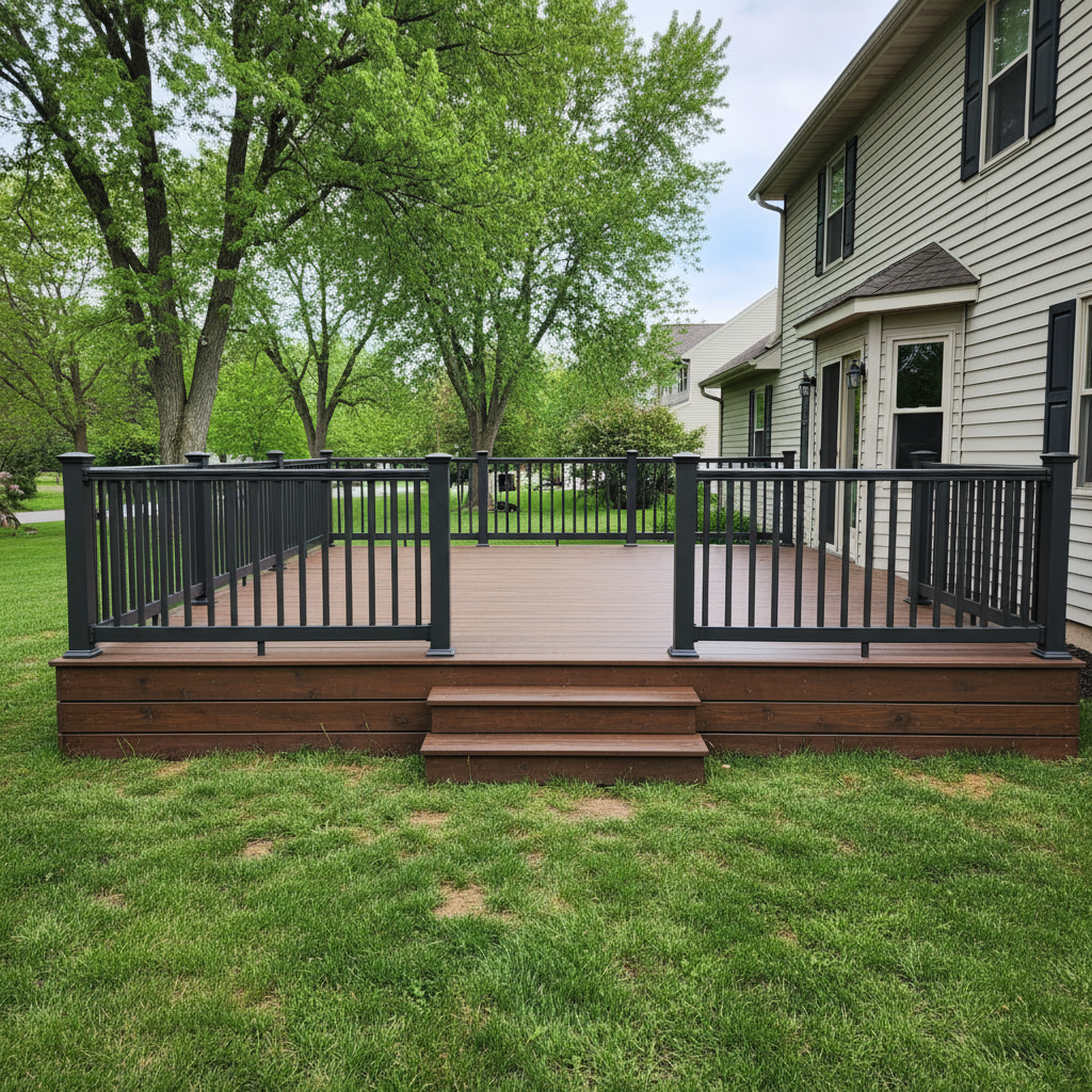 Completed deck railing installation work at a residential property in Toledo, OH
