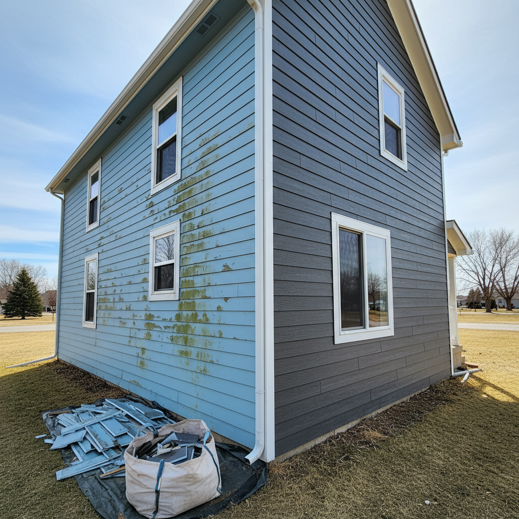 Completed siding removal work at a residential property in Fargo, ND