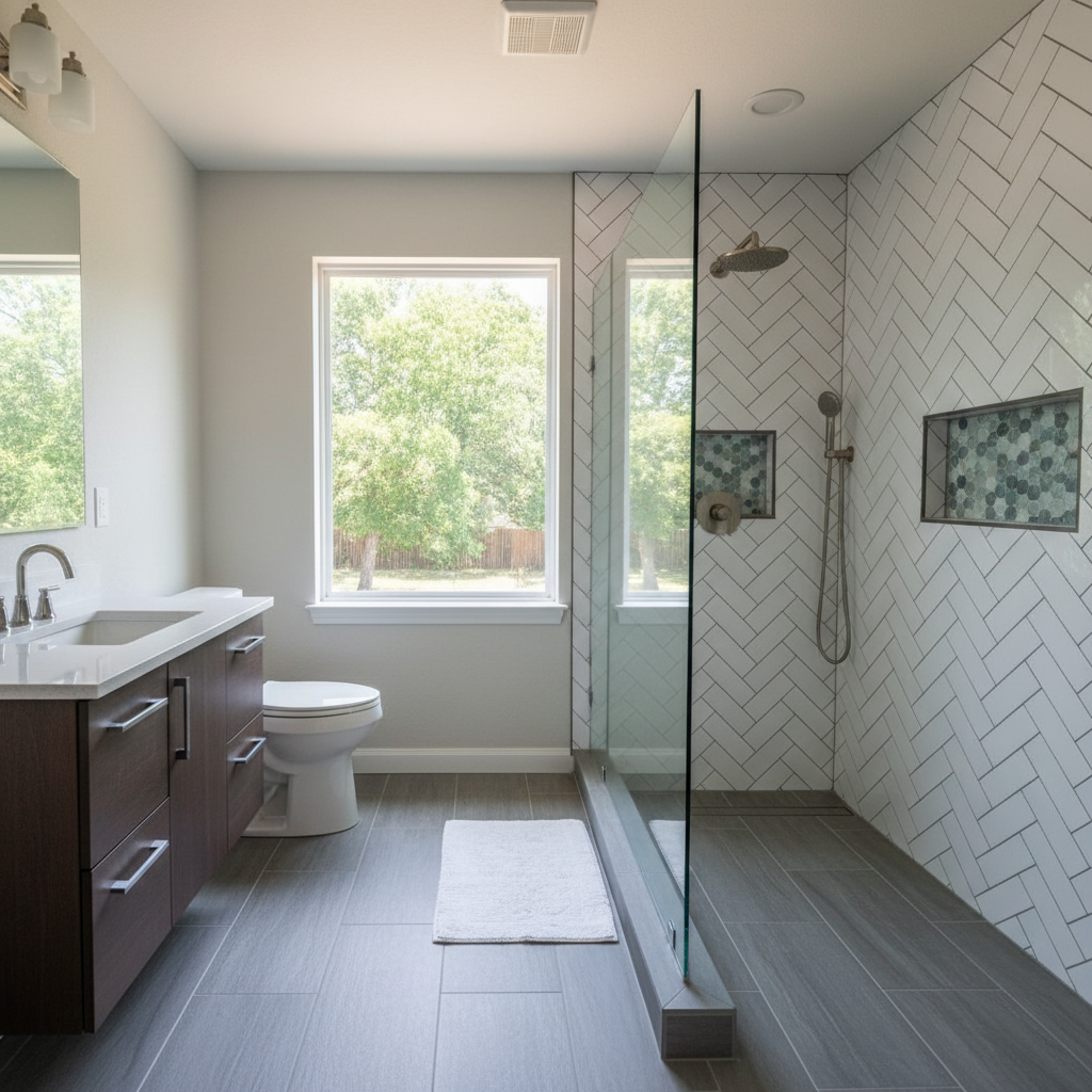 Completed tile and flooring installation work at a residential property in Tahlequah, OK