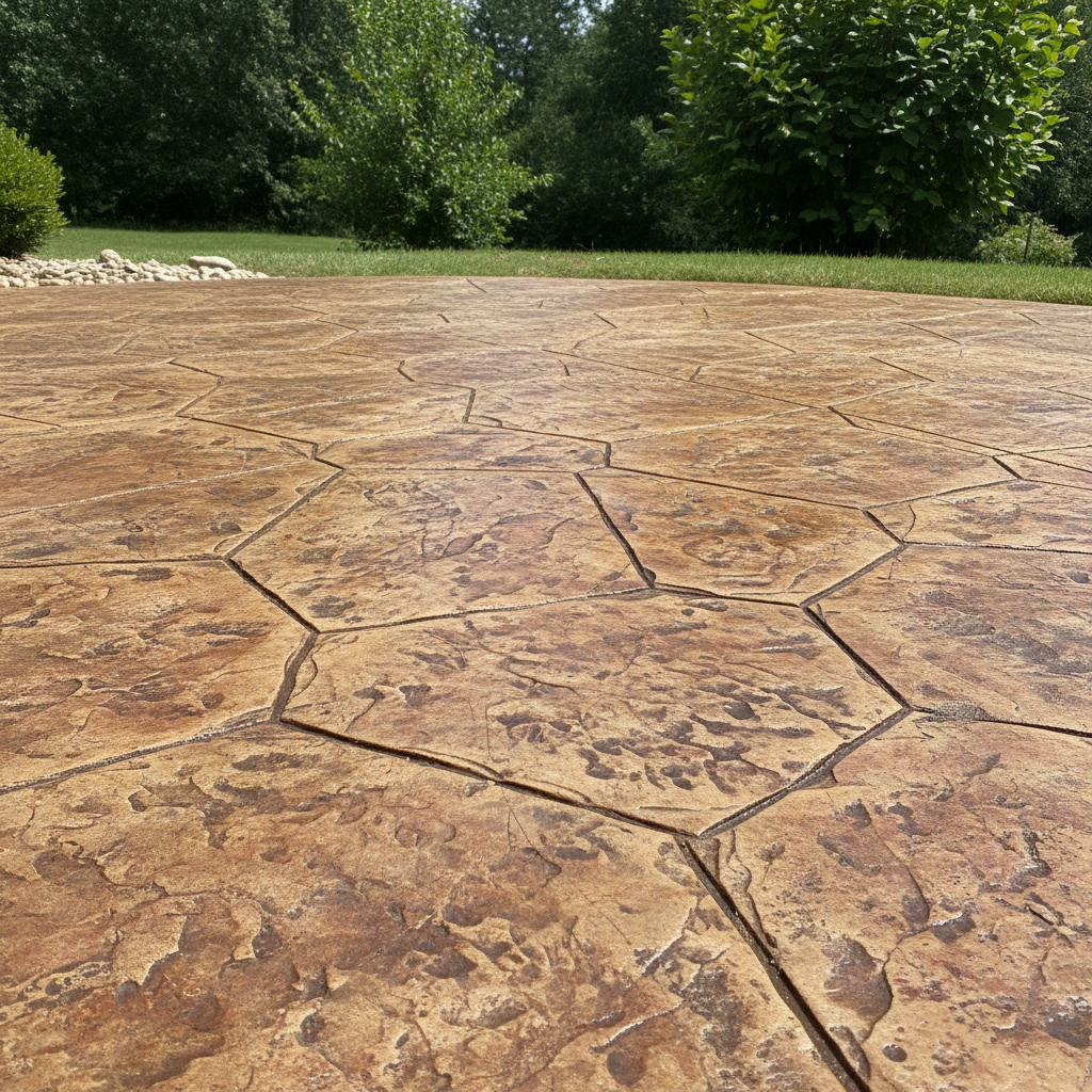Completed decorative concrete work at a residential property in Broken Arrow, OK