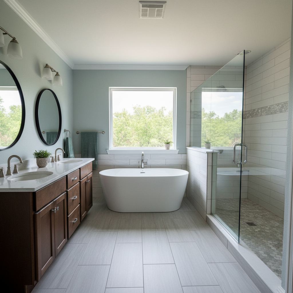 Completed tile and flooring installation work at a residential property in Broken Arrow, OK
