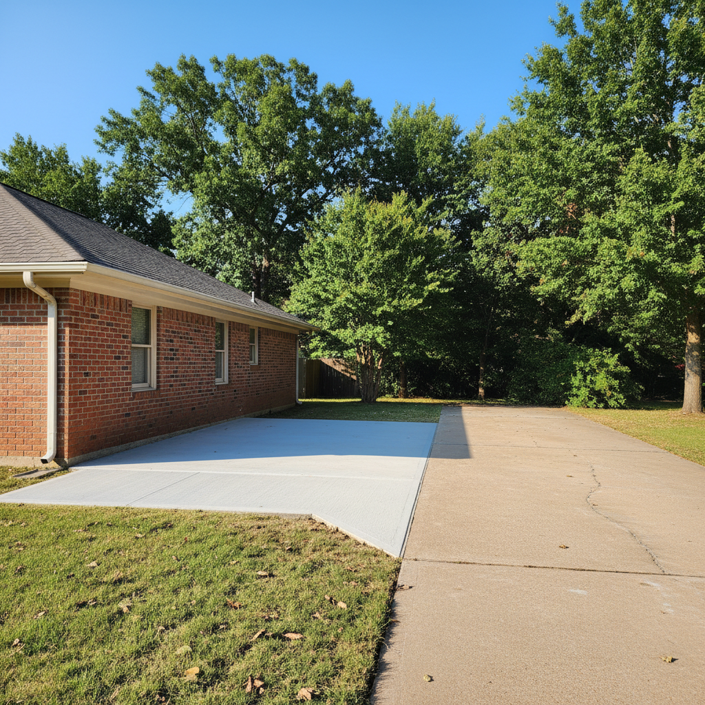 Completed concrete repair work at a residential property in Broken Arrow, OK