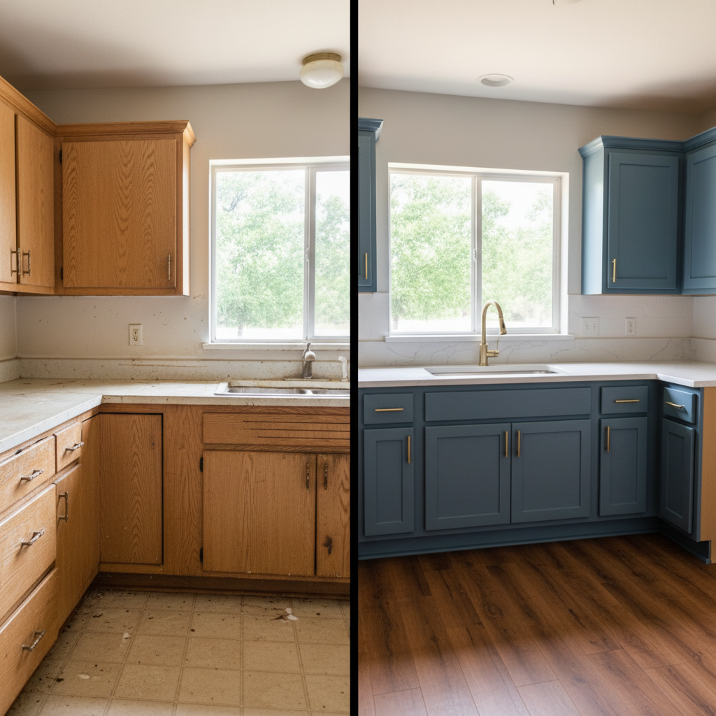 Completed cabinet installation work at a residential property in Broken Arrow, OK