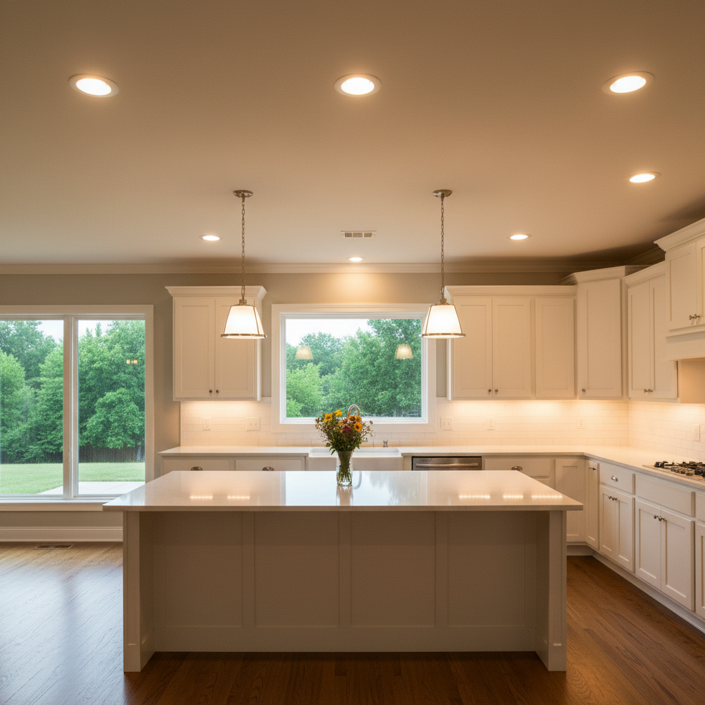Completed kitchen lighting work at a residential property in Jenks, OK