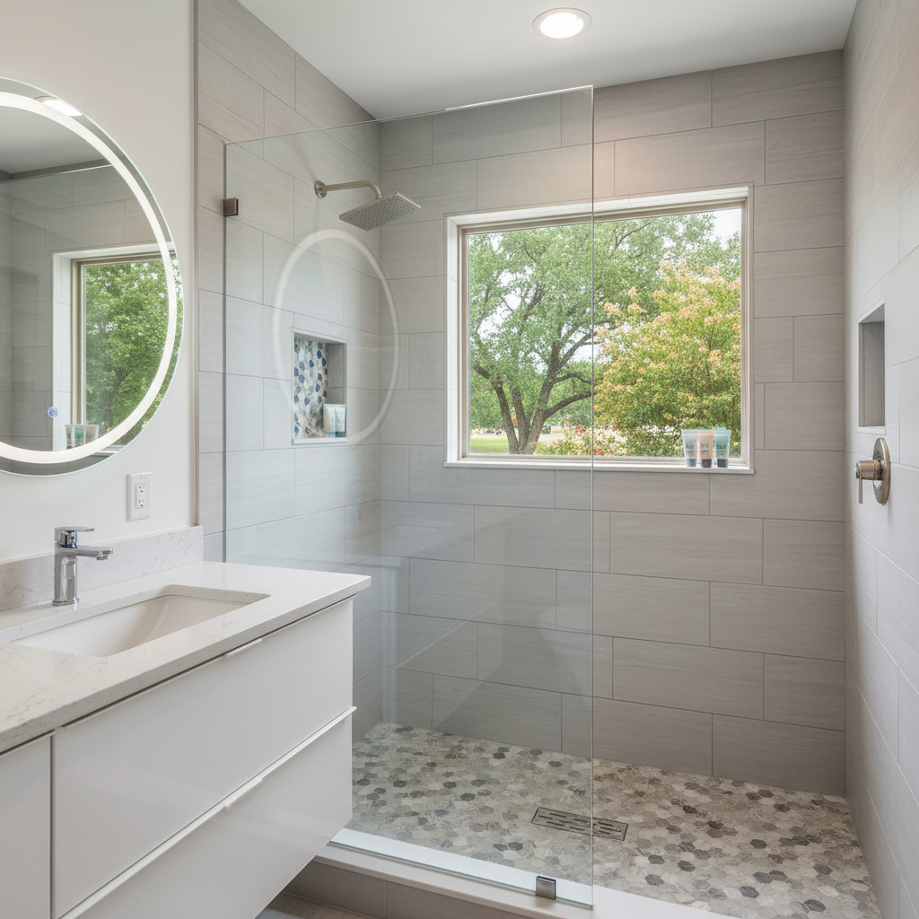 Completed shower replacement work at a residential property in Owasso, OK