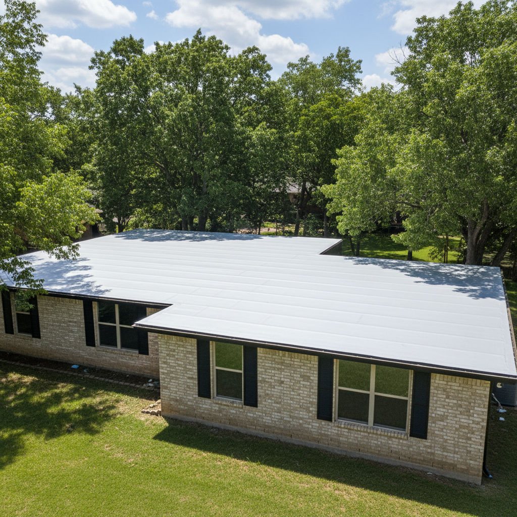 Completed flat roofing work at a residential property in Moore, OK