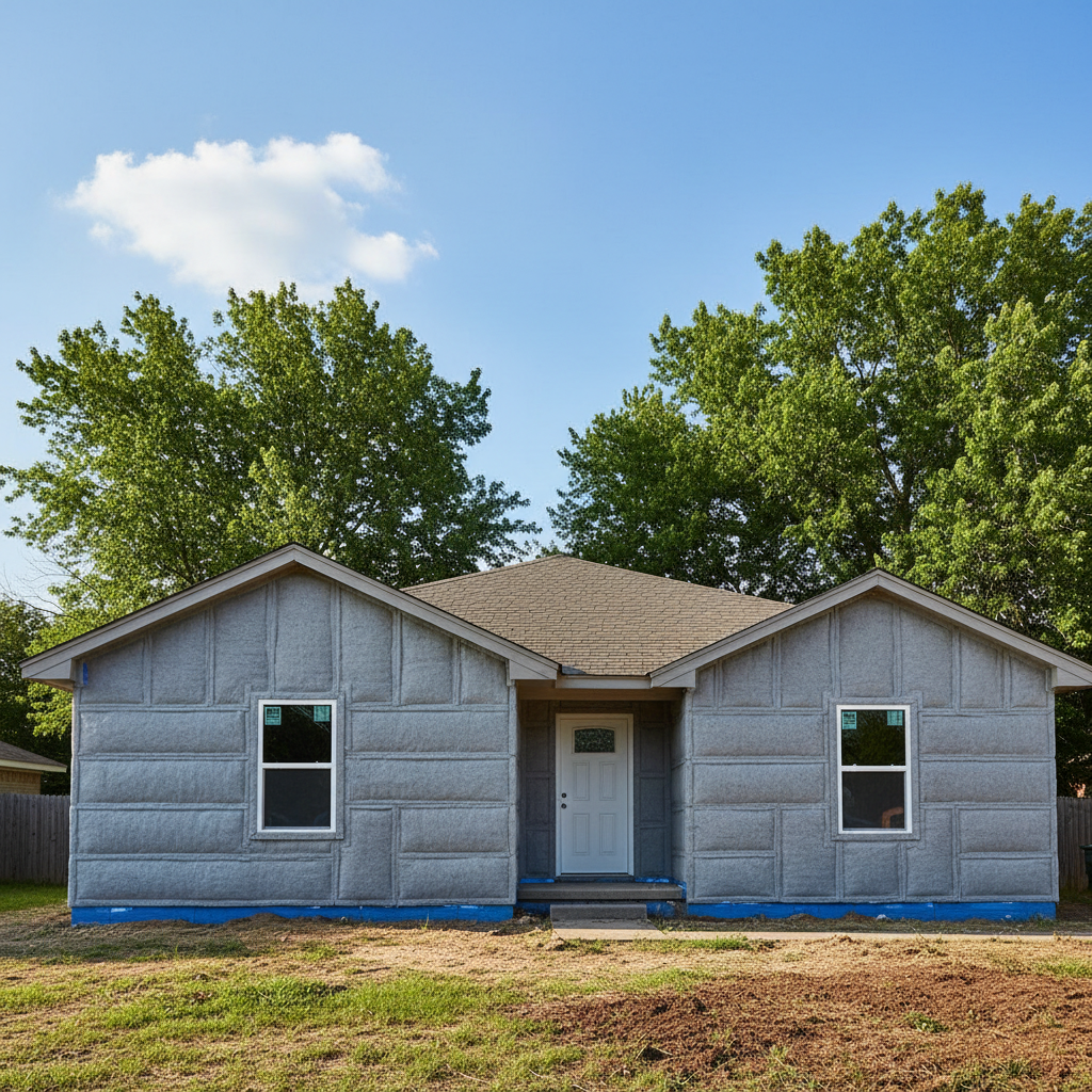 Completed insulation installation work at a residential property in Moore, OK