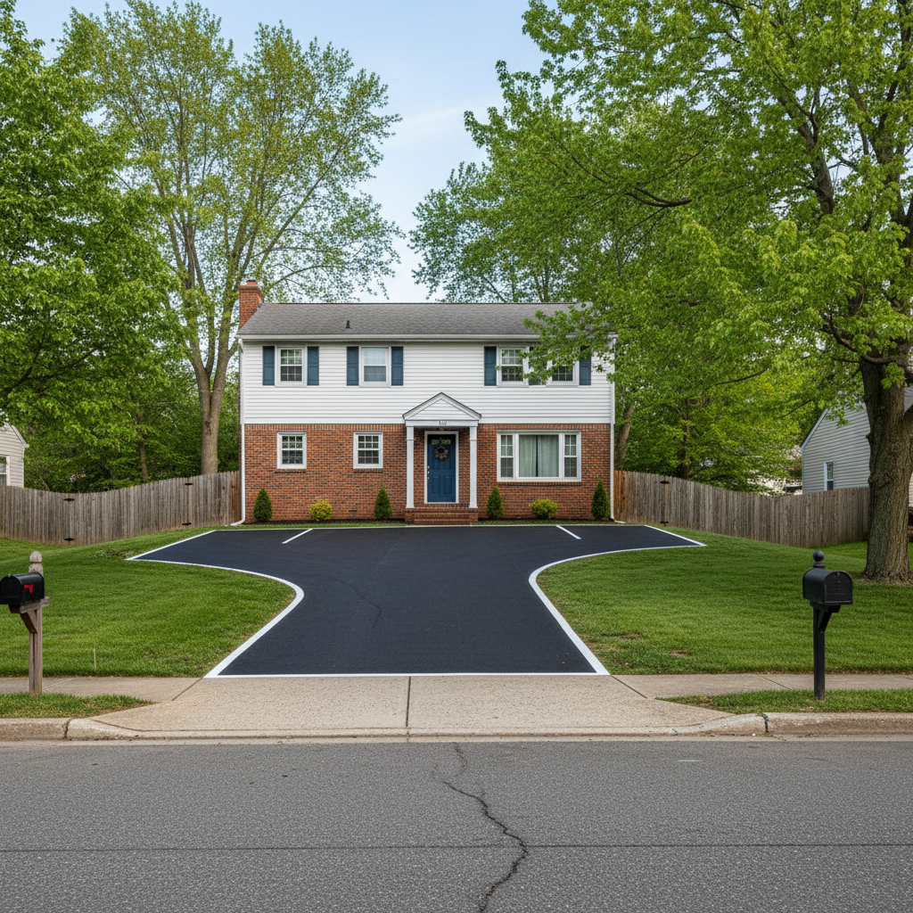 Completed asphalt striping work at a residential property in Folcroft, PA