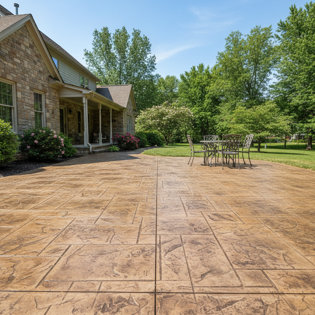 Completed stamped concrete work at a residential property in Macungie, PA
