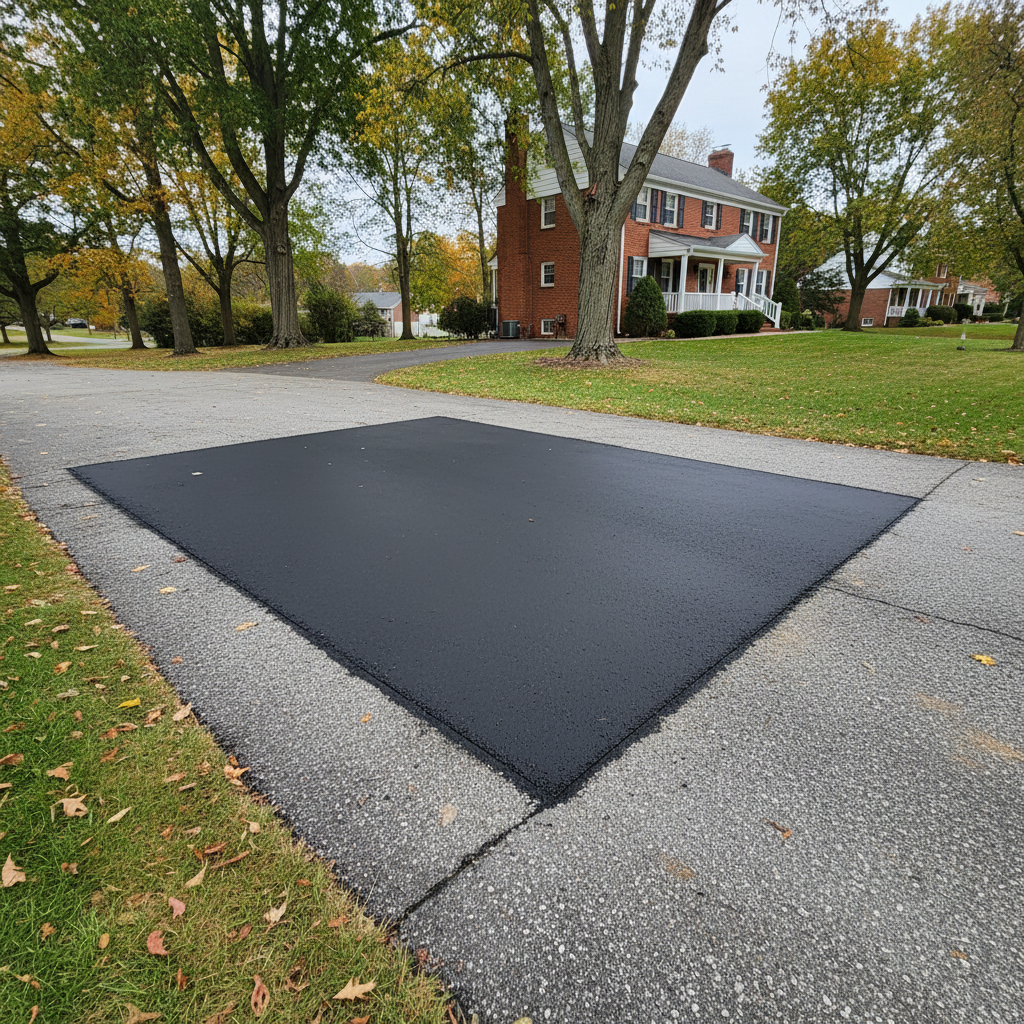 Completed asphalt patching work at a residential property in Folcroft, PA