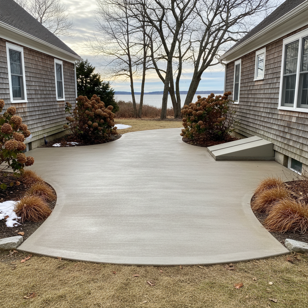 Completed concrete installation work at a residential property in Saunderstown, RI