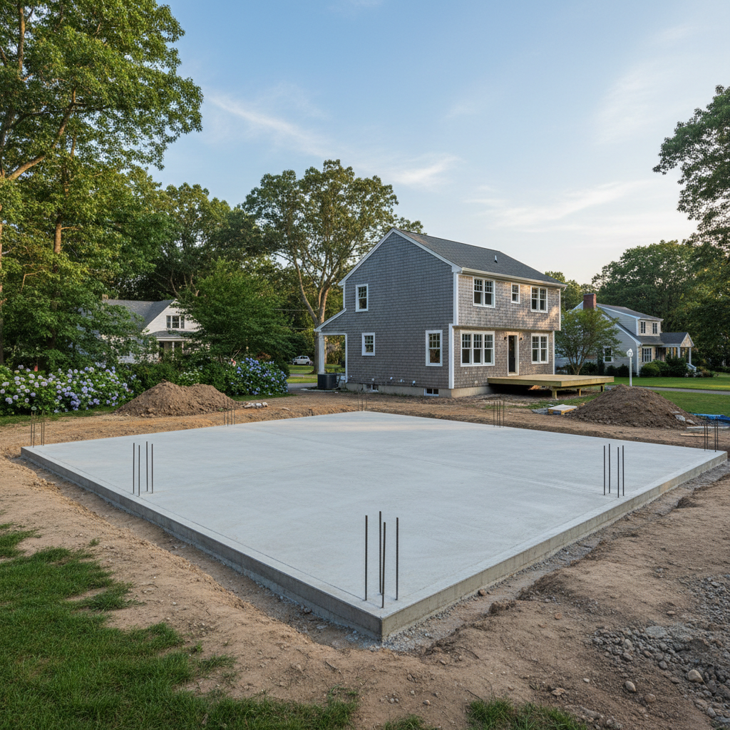 Completed concrete foundations work at a residential property in Barrington, RI