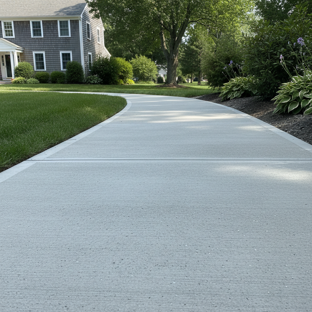 Completed concrete sidewalks work at a residential property in East Greenwich, RI