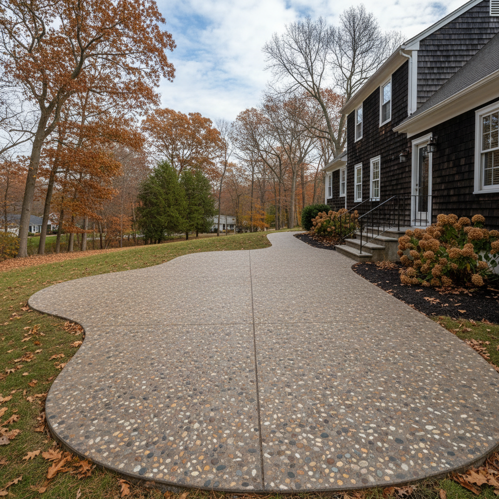 Completed concrete installation work at a residential property in Cranston, RI