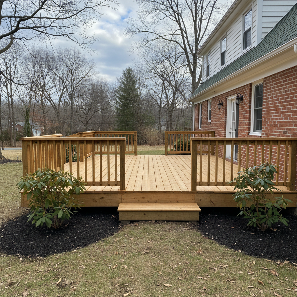 Completed deck repair work at a residential property in Cranston, RI