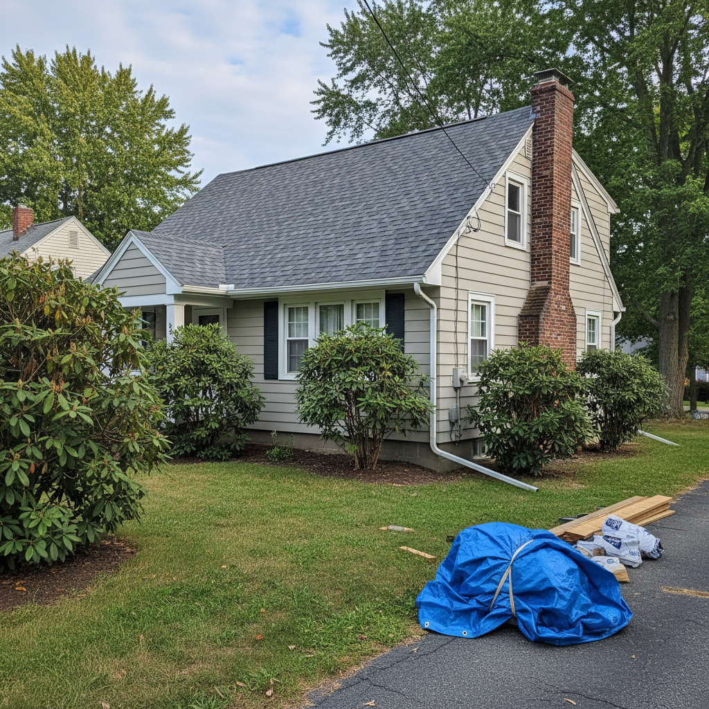 Completed storm damage repair work at a residential property in North Providence, RI