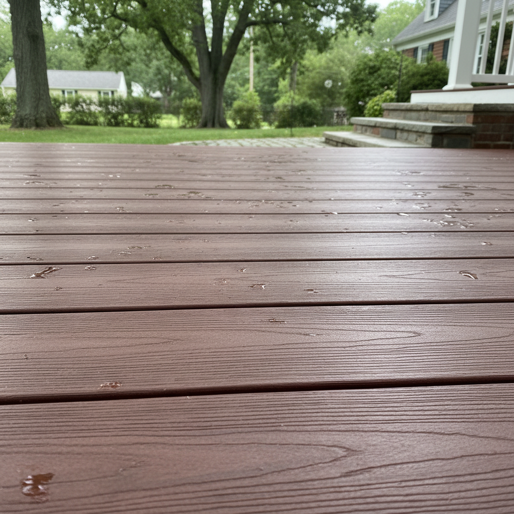 Completed deck construction work at a residential property in Providence, RI