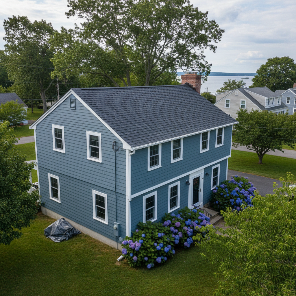 Completed storm damage repair work at a residential property in East Greenwich, RI