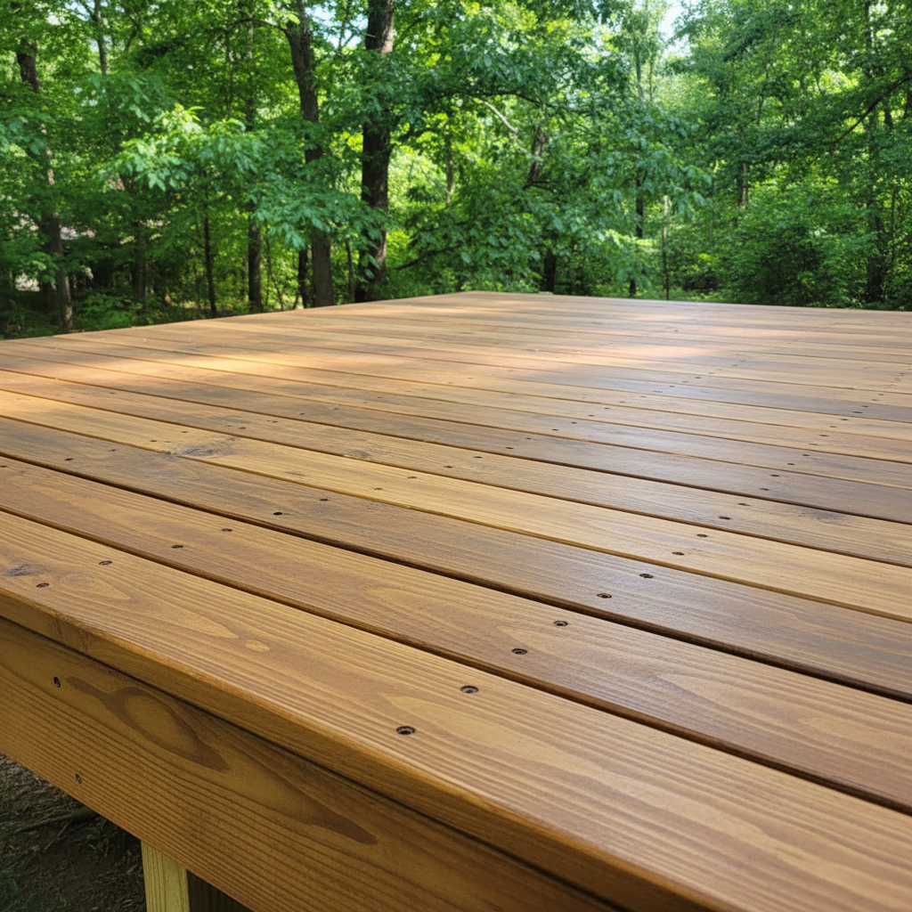 Completed wooden decks work at a residential property in Great Falls, SC