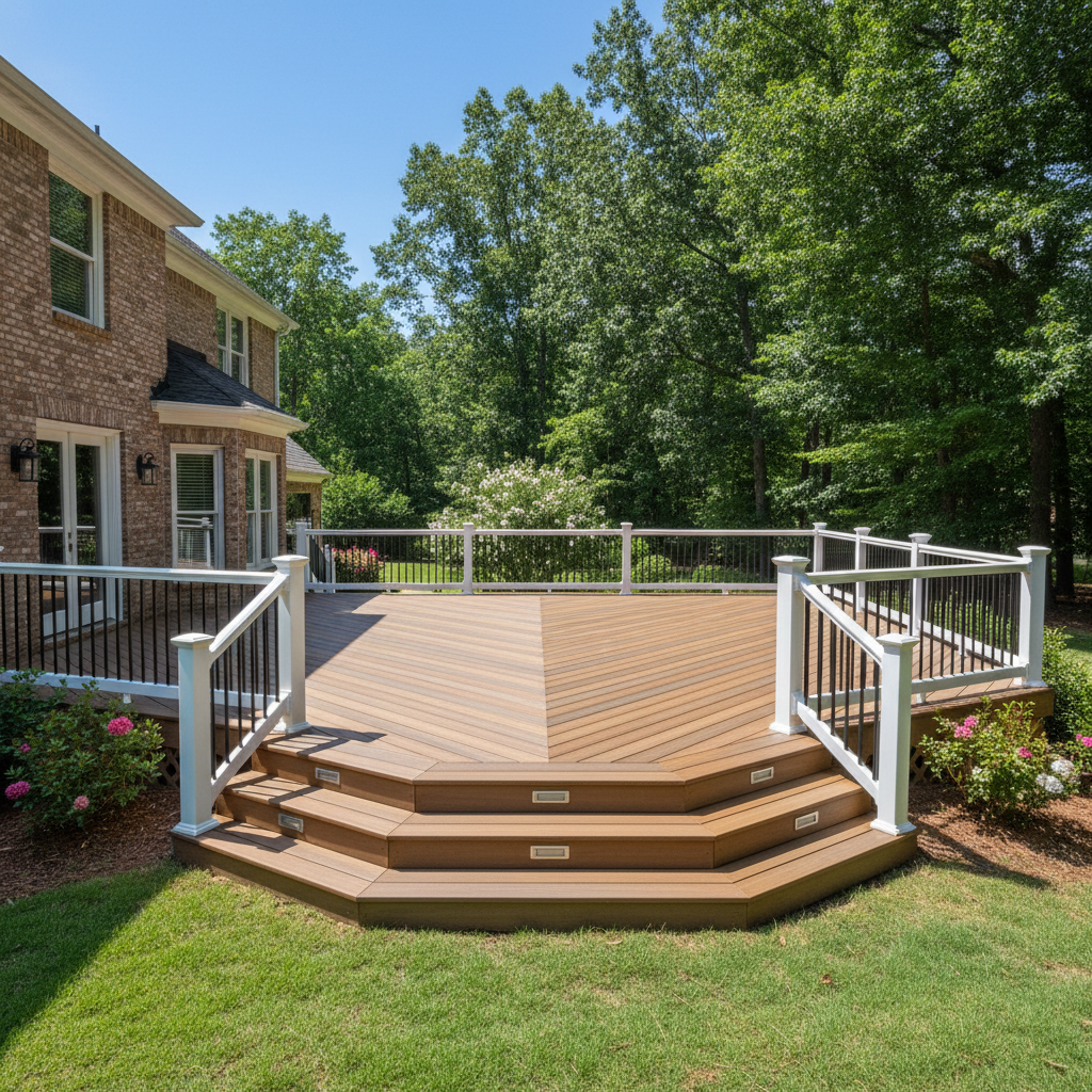 Completed composite decks work at a residential property in Columbia, SC