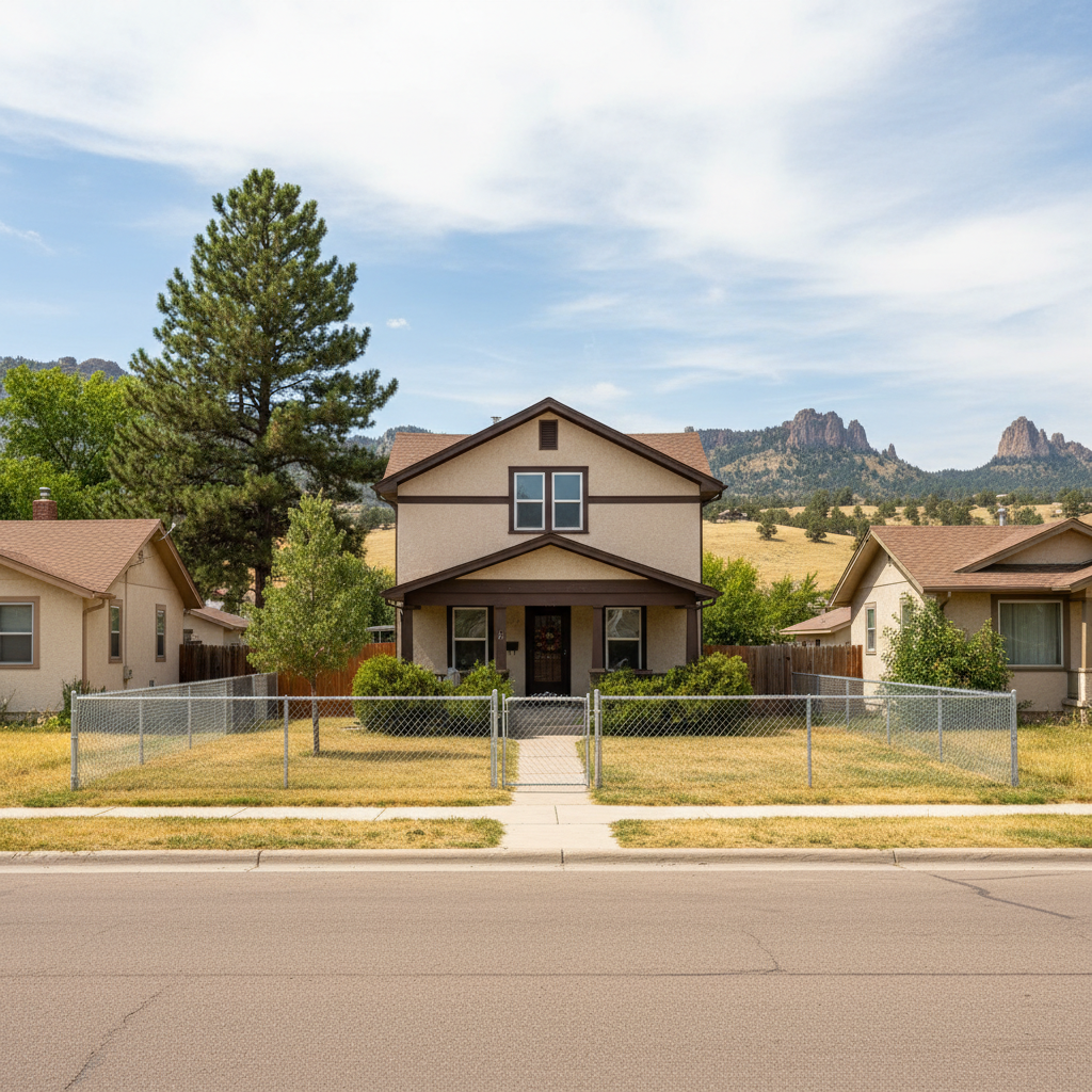 Completed chain link fence installation work at a residential property in Sturgis, SD