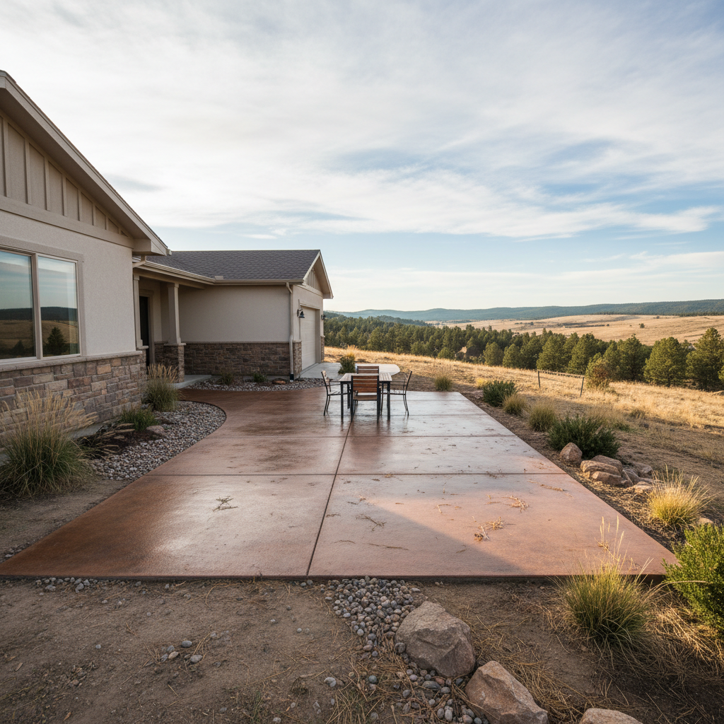Completed concrete staining work at a residential property in Piedmont, SD