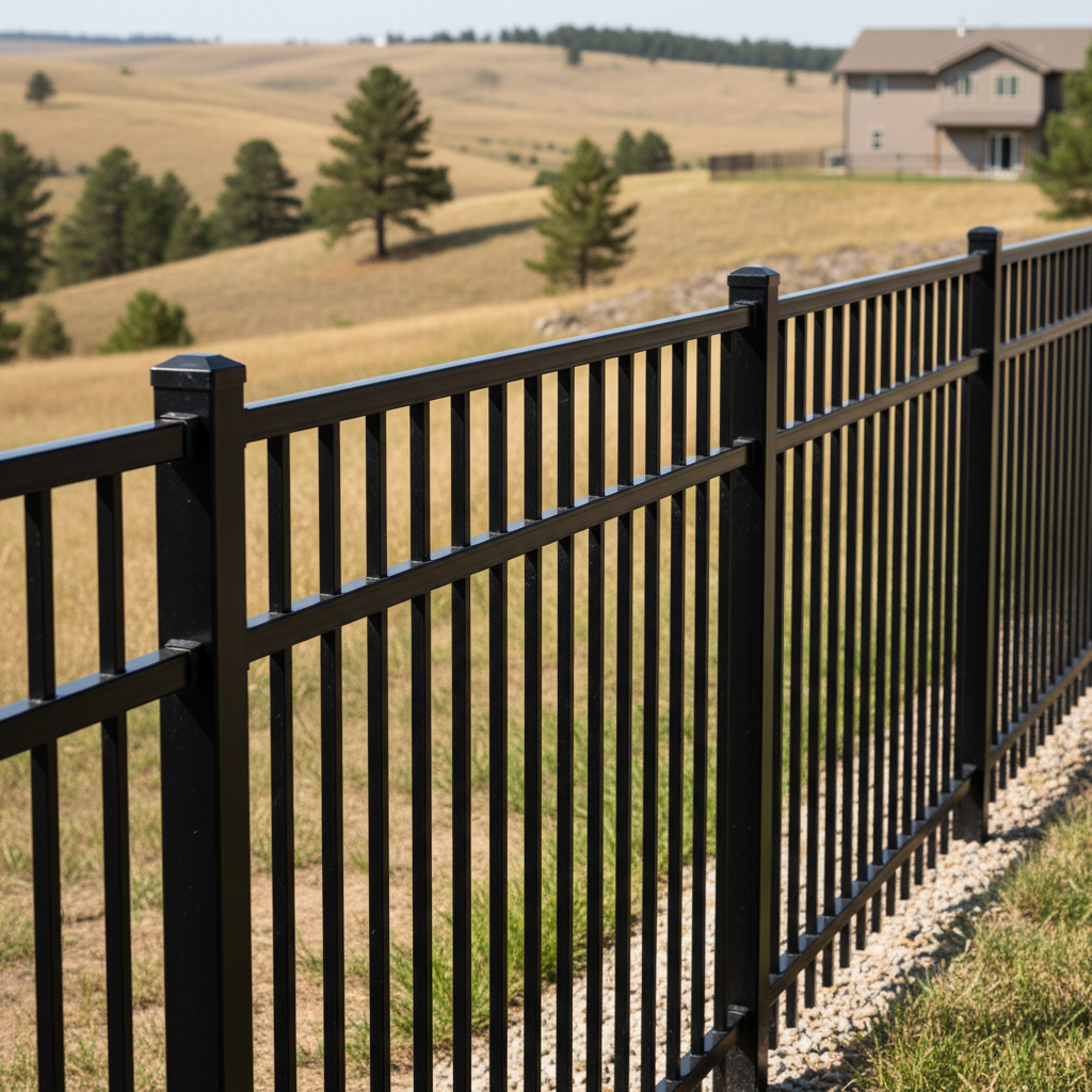 Completed aluminum fence installation work at a residential property in Spearfish, SD