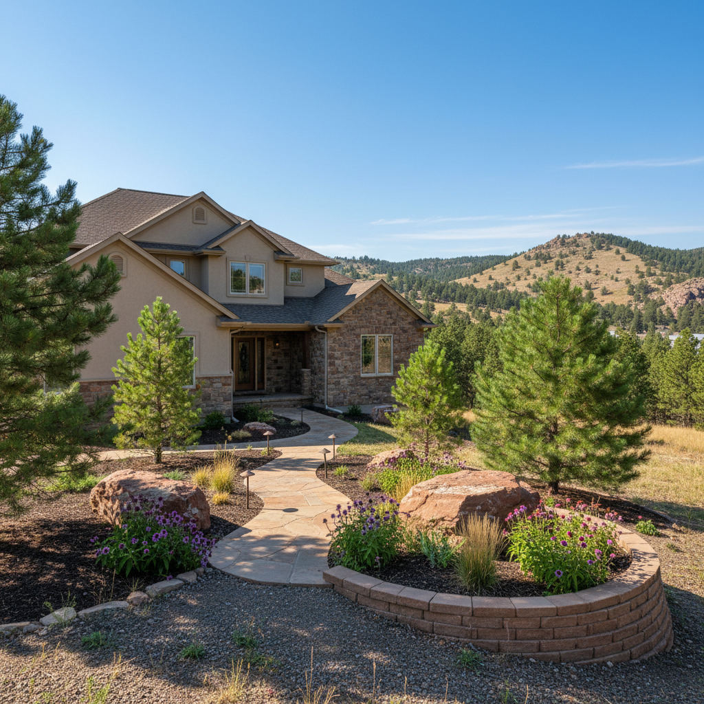 Completed landscape lighting work at a residential property in Rapid City, SD