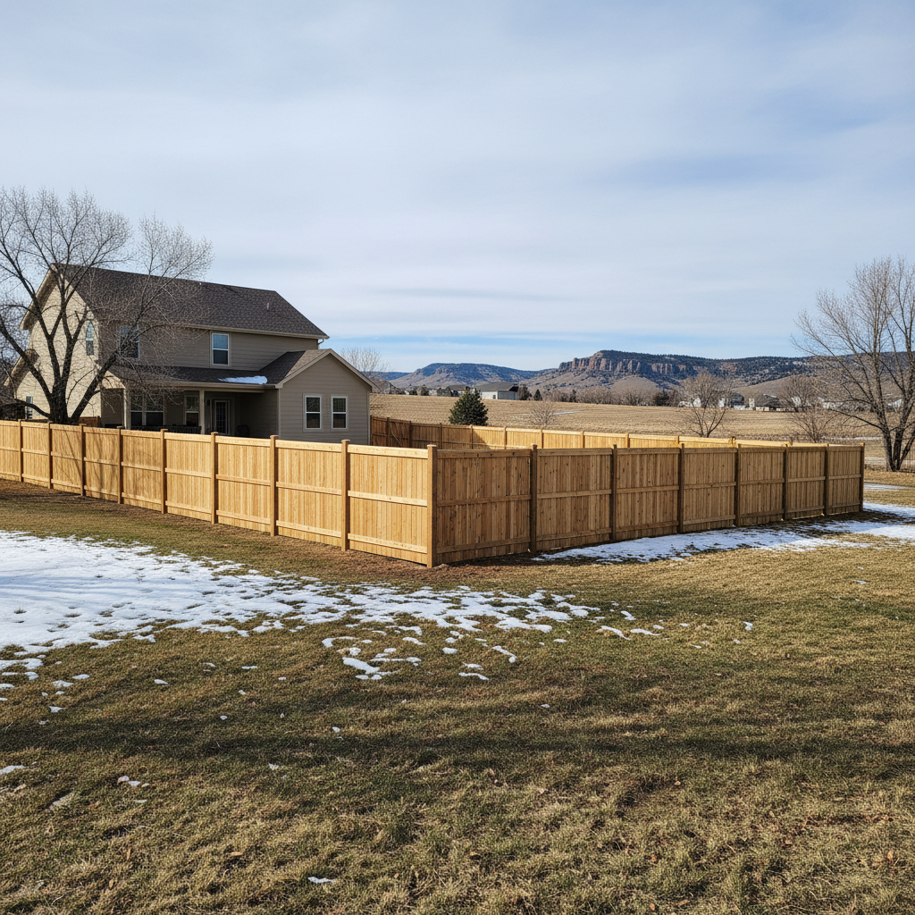 Completed wood fence installation work at a residential property in Rapid City, SD