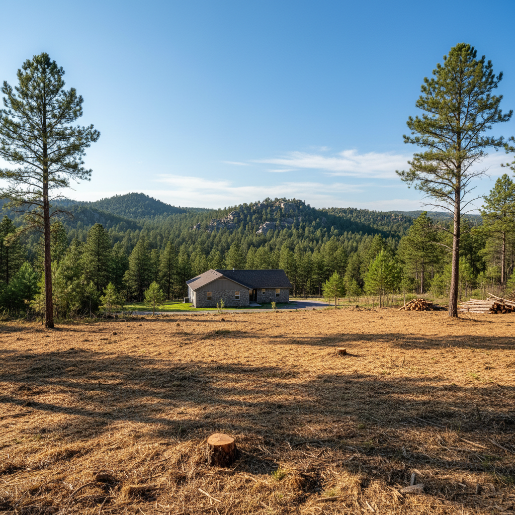 Completed land clearing work at a residential property in Custer, SD