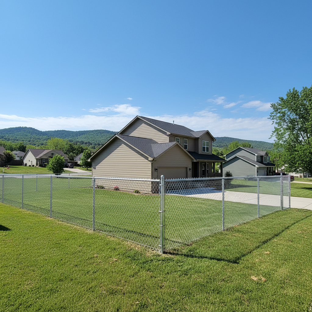 Completed chain link fence installation work at a residential property in Spearfish, SD