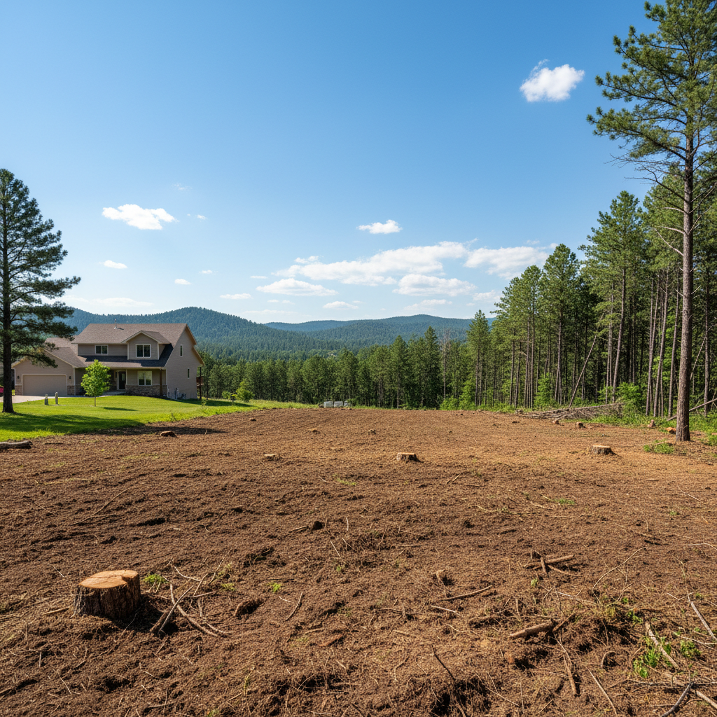 Completed lot clearing work at a residential property in Rapid City, SD