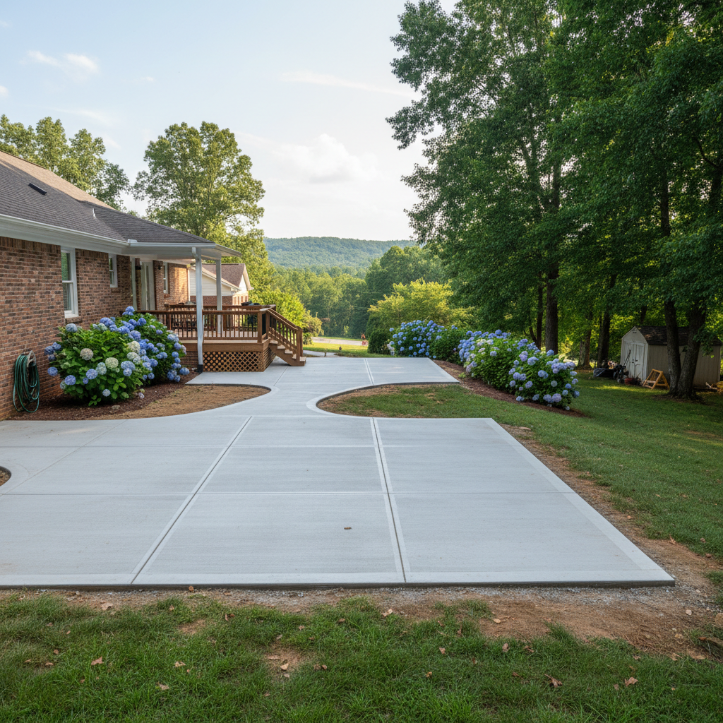 Completed concrete flatwork work at a residential property in Kingsport, TN