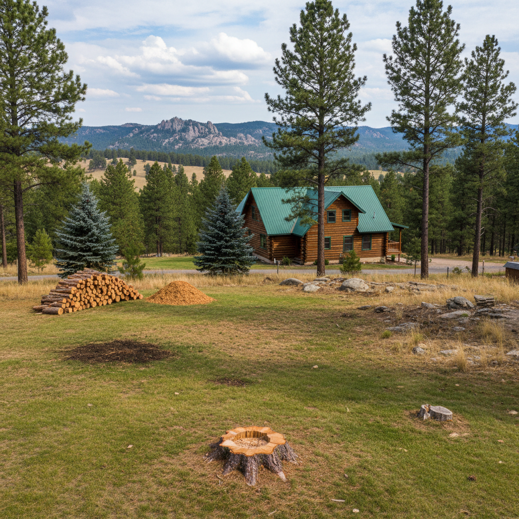Completed emergency tree removal work at a residential property in Custer, SD