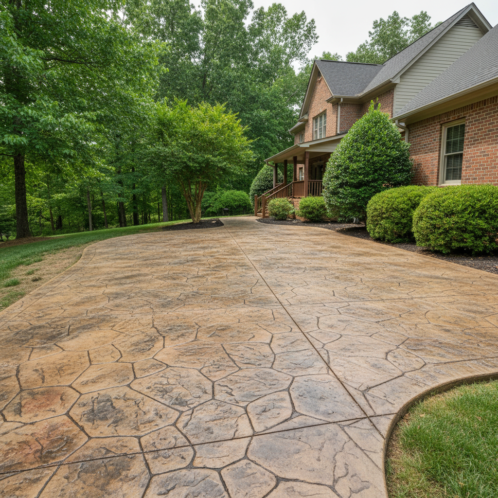 Completed stamped concrete work at a residential property in Dayton, TN