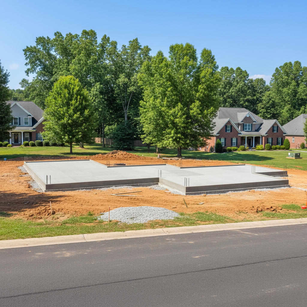 Completed concrete foundations work at a residential property in Kingsport, TN