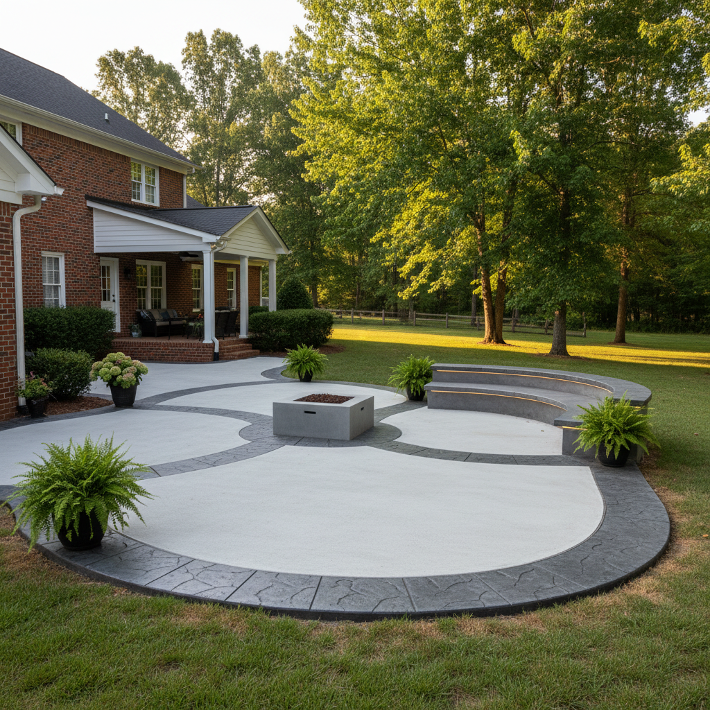 Completed concrete patios work at a residential property in Jackson, TN