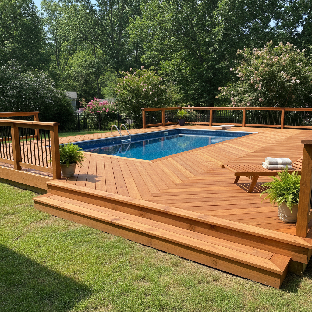 Completed pool decks work at a residential property in Oak Ridge, TN