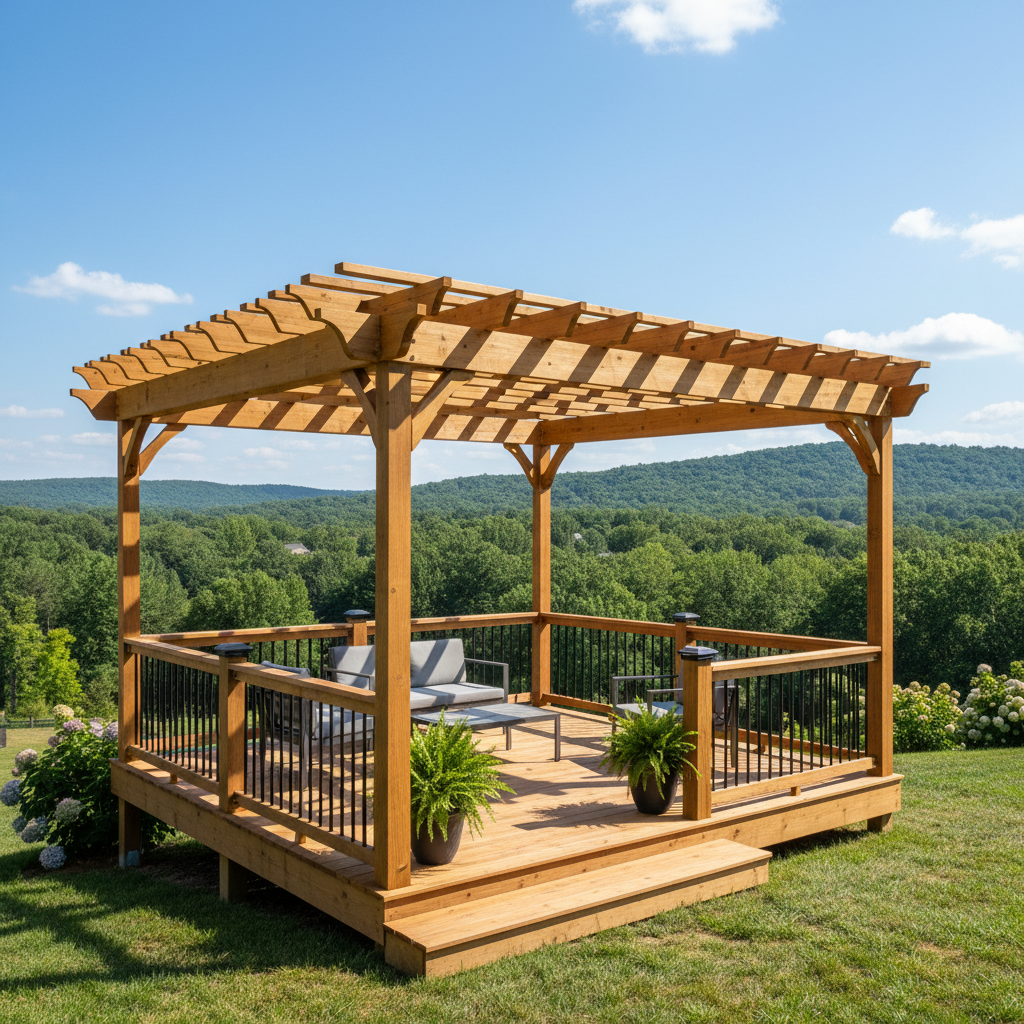 Completed pergola construction work at a residential property in Knoxville, TN