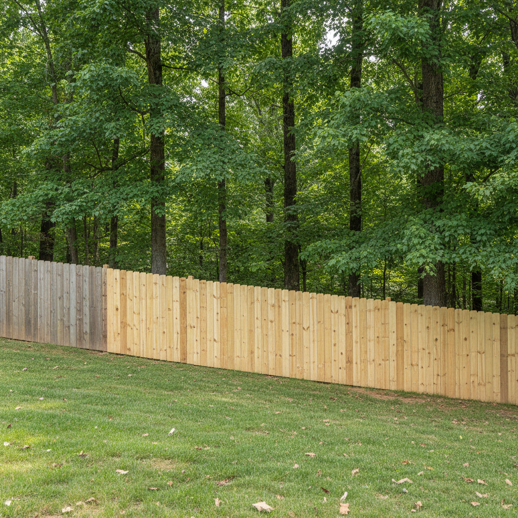 Completed fence repair work at a residential property in Maryville, TN