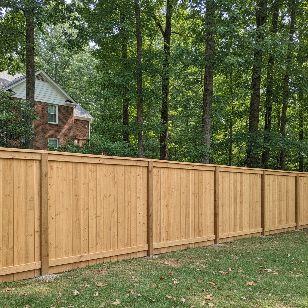 Completed privacy fence installation work at a residential property in Maryville, TN