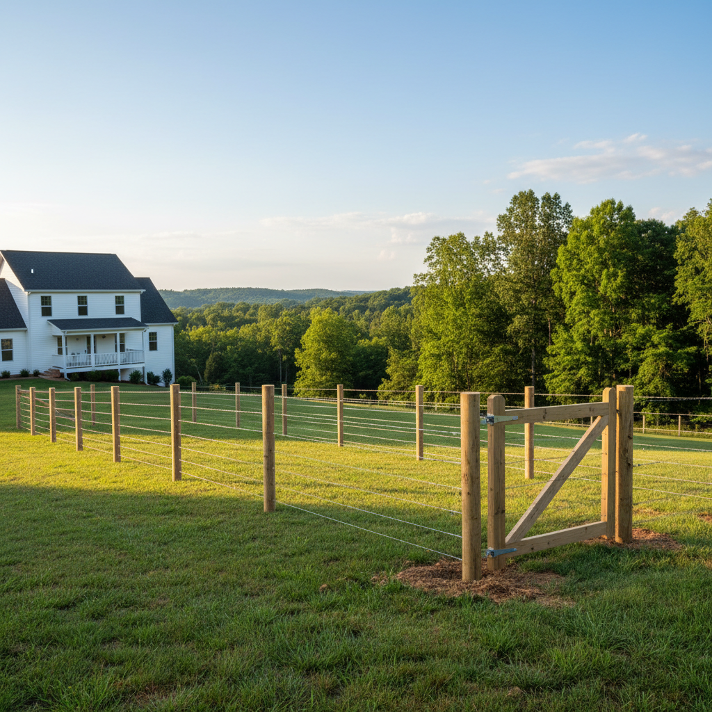 Completed farm fencing work at a residential property in Lenoir, TN
