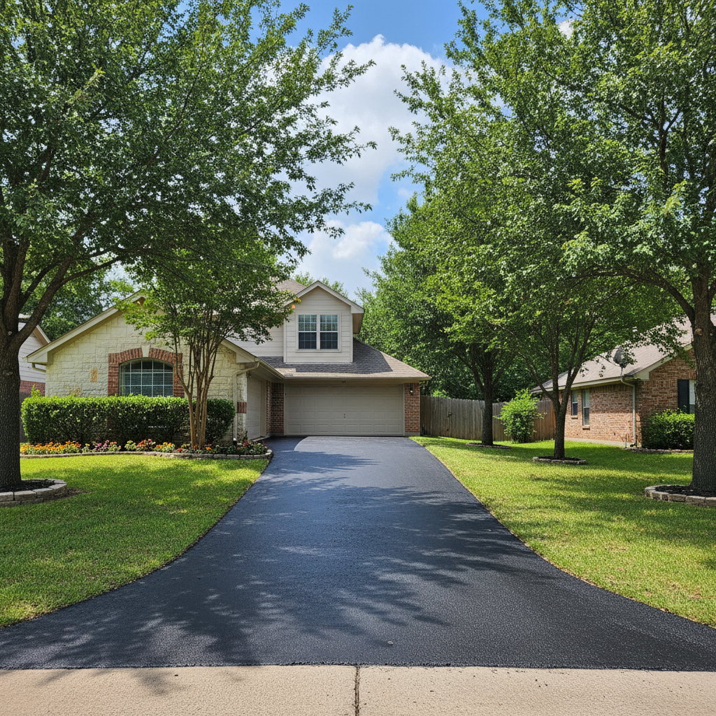 Completed residential asphalt work at a residential property in Arlington, TX