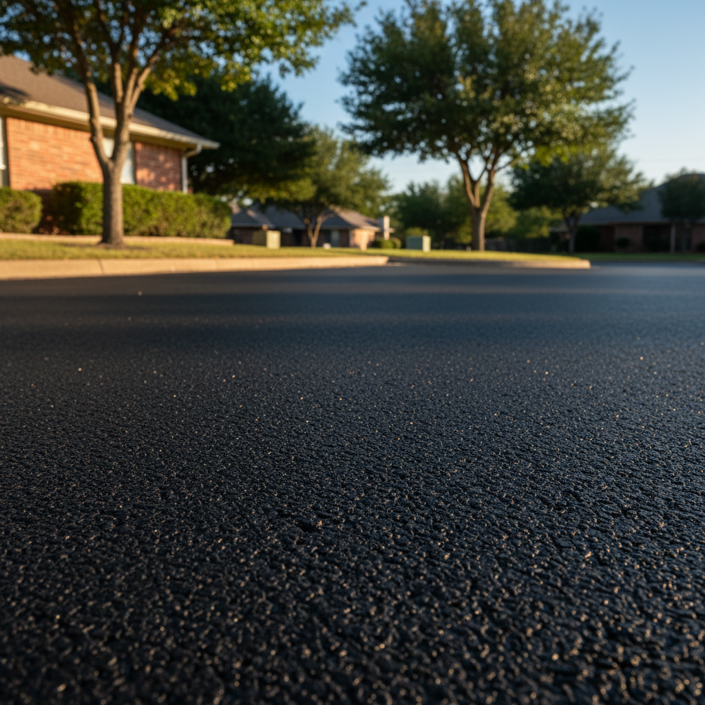 Completed parking lot paving work at a residential property in Dallas, TX