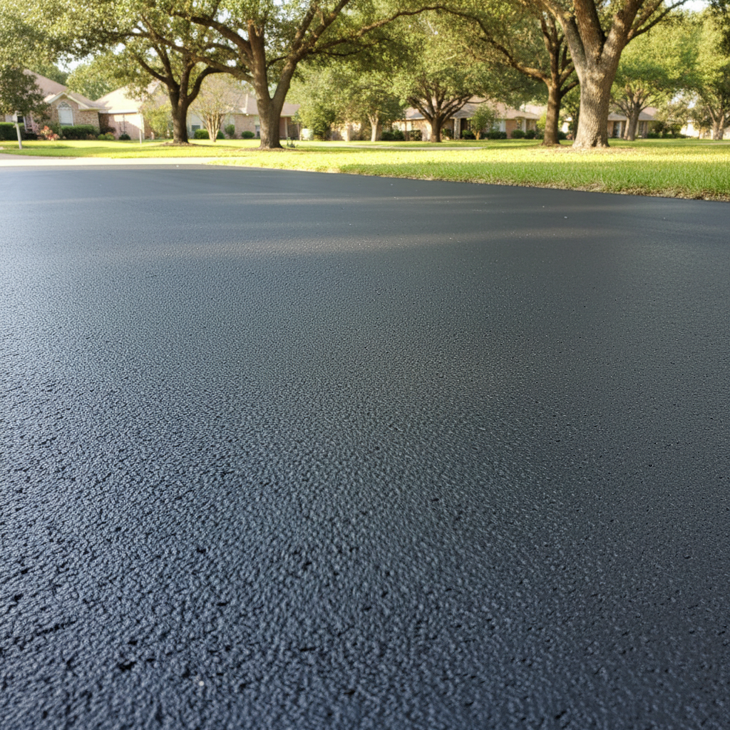 Completed asphalt sealcoating work at a residential property in Pearland, TX